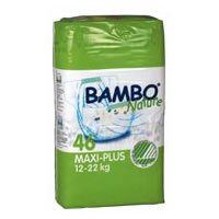 Bambo® Nature Chlorine-Free Eco-Friendly Baby Diapers (Size 4+ Maxi+ - Fits 26.5 to 48.5 lbs)- 46/Bg 138/Cs