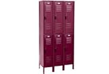 Penco Locker Double Tier 12x12x30 6 Doors Ready To Assemble Burgundy
