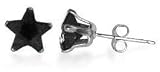 Sterling Silver Black Cubic Zirconia 5 MM Star Stud Post Earrings