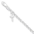 Sterling Silver Cross Charm Child's Bracelet - 6 inch