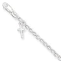 Sterling Silver Cross Charm Child's Bracelet - 6 Inch