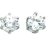 14K White Gold Moissanite Round Earrings