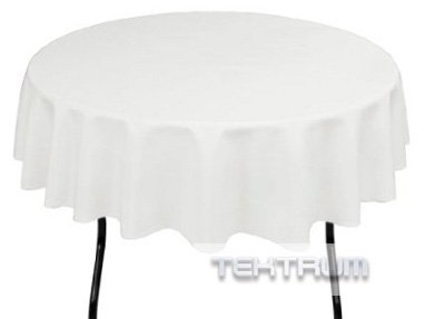 TEKTRUM 70 INCH ROUND POLYESTER TABLECLOTH - THICK/HEAVY DUTY/DURABLE FABRIC - WHITE COLOR