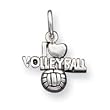 Sterling Silver Antique I Heart Volleyball Charm - JewelryWeb