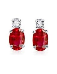 3.62ct Ruby & Vs Diamond Stud Earrings 14k Gold