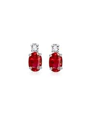 3.62ct Ruby & Diamond Stud Earrings 14k Gold