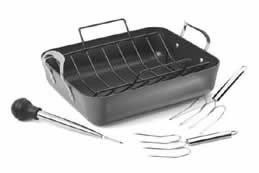 Calphalon Contemporary Nonstick Roaster with Rack, Baster, Injector, and Lifters