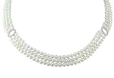 14K 3-Strand Freshwater Pearl & Diamond Necklace