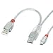 LINDY USB Cable - Dual Power, 2 x Type A to mini B, USB 2.0, 1m