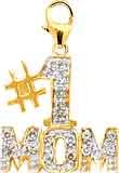 #1 Mom, 14K Gold Diamond Charm