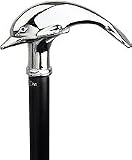 Chrome Plated Dolphin Handle Walking Cane With Black Beechwood Shaft