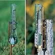 Brass Rain Gauge with Decorative Verdigris Leaves - Converts to Garden Stake and/or Post Mount Unit