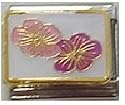 Clearly Charming Pink and Purple Flowers Italian Charm Bracelet Link
