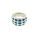 Sterling Silver Created Turquoise Dots Ring