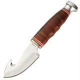 Ka-Bar Game Hook Stacked Leather Handle Fixed Blade Knife 1234