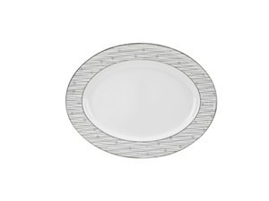 Thomas O'Brien Tilden Lace Platinum Fine Bone China 15 1/4-Inch Oval Platter