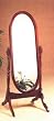 Southwestern Carved Cherry Finish Wood Cheval Floor Mirror