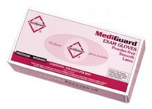MediGuard Disposable Latex Exam Gloves, Powder-Free, Size Medium, Case of 10/100s (1000 ct)