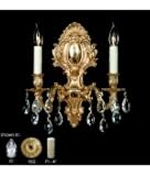 IMAGE OF American Brass and Crystal WS9424-AS-GT-03G-PI 9420 Series 2 Light Wall Sconce in French Gold Glossy with Golden Teak Strass Pendalogue crystal
