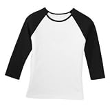 District Threads - Ladies 3/4 Sleeve Raglan Tee White/Black-M