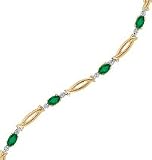 10kt. Gold, Natural Emerald & Diamond Fashion Bracelet