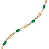 10kt. Gold, Natural Emerald & Diamond Fashion Bracelet