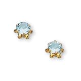 14K Yellow Gold Teens March Birthstone Stud Earrings (Pair)
