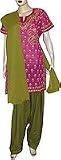 Salwar Kurta Chikan Embroidery Womens Dresses Short Sleeve Magenta Size M (slk306)