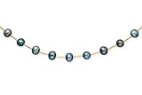 18 Cultured Freshwater Black Pearl 14K Gold Necklace