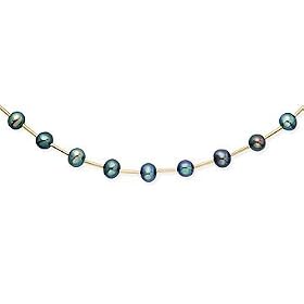 18 Cultured Freshwater Black Pearl 14K Gold Necklace by Diamond.com