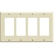 LEVITON 80412-I Decora Wall Plates Quadruple Gang - Ivory