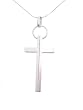 Sterling Silver Split Cross Necklace with 18 inch Snake Chain, Silver Polished Finish