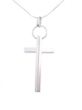Sterling Silver Split Cross Necklace with 18 inch Snake Chain, Silver Polished Finish