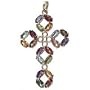 Gold plated cross pendant, 'Amethyst Faith' 1.2" W x 2.0" L