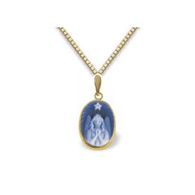 Genuine Agate Cameo and Diamond Angel Pendant by