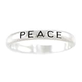 Narrow PEACE Stackable Band Ring in Sterling Silver in Sizes 5-10, #8109