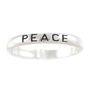 Narrow PEACE Stackable Band Ring in Sterling Silver in Sizes 5-10, #8109