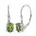 Silver Genuine Peridot Stone Oval Prong Set LeverBack Lever Back Earrings