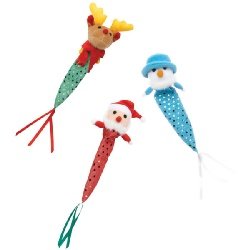 Zanies Christmas Holiday Santa Claus Sparkle Pole Teaser Catnip Cat Toy Santa