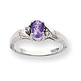 14k White Gold .02ct Diamond and Amethyst Birthstone Ring
