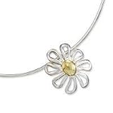 .925 Silver & 14K Flower Pendant