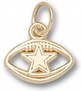Dallas Cowboys 14K Gold Star Pierced Football 1/4'' Pendant