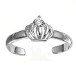 Sterling Silver Fashion Toe Ring - Crown with Clear CZ - 2mm Band Width