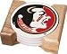 Florida State Seminole Four 4 Absorbent Coaster Gift Set With Wooden Holder