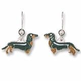 Black & Tan Dachshund Dog Sterling Silver and Enamel Earrings by Zarah