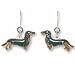 Black & Tan Dachshund Dog Sterling Silver and Enamel Earrings by Zarah