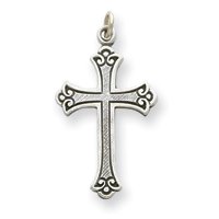Sterling Silver Antiqued Cross Pendant with 20 Inch Chain