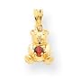 14k Solid January Birthstone Garnet Teddy Bear Charm - JewelryWeb