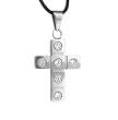 Stainless Steel Polished Cross Pendant with Cubic Zirconia