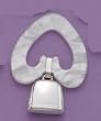 Sterling Heart-Shaped Plain Teething Ring and Rattle - White